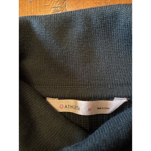 Athleta Green Knit Sweater Size Medium Wool Blend - Picture 4 of 6